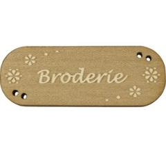 Bouton bois broderie fleurs blanches ref bld808