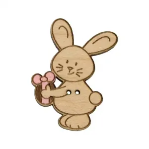 Bouton lapin avec oeuf de paques ble027