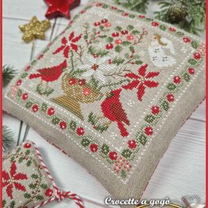 Christmas basket and scissor fob fiche ou kit de point de croix crocette a gogo