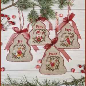 Christmas joy four little ornaments fiche ou kit de point de croix crocette a gogo