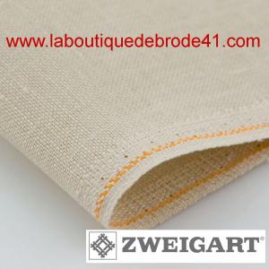 Coupon toile a broder zweigart de lin belfast 3609 12 6 fils platine 770