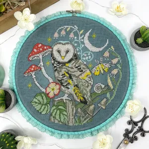 Fiche de broderie nighttime owl chouette nocture tiny modernist