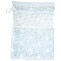 Gant de toilette bleu a pois blanc 15x21 cm rico design 740245 73