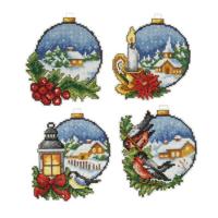 Kit de point de croix sur toile pvc boules de noel sa7672 orchidea