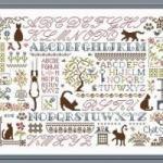 Sampler aux chats pr03 jardin prive fiche broderie