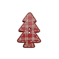 Sapin rouge z13054 bouton bois decoratif