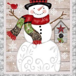 Tissu Patchwork Snow Place Like Home Gray Snowman Panel 4895-007