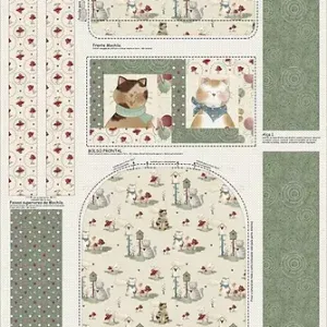 Tissu patchwork chats panneau sac a confectionner fuxicos e fricotes cat013