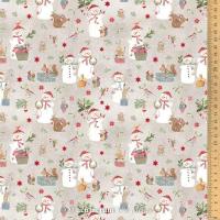 Tissu patchwork noel bonhommes de neige et animaux d hiver 3523 964 acufactum