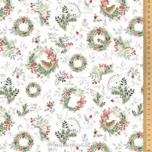 Tissu patchwork noel couronnes de baies 3523 961 acufactum