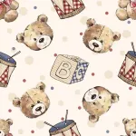 Tissu patchwork ursos e brinquedos ours et jouets animaux de la foet fuxicos e fricotes tb002