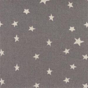 Tissus patchwork stof lin shabby chic etoiles blanches fond gris st18 162