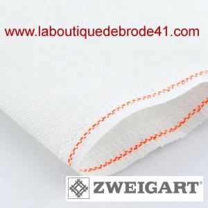 Toile a broder zweigart de lin belfast 12 6 fils 3609 blanc 100