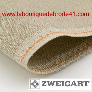 Toile a broder zweigart de lin belfast 12 6 fils naturel irisee 11