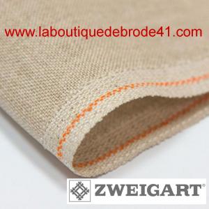 Toile a broder zweigart de lin belfast 3609 12 6 fils naturel clair flax 52