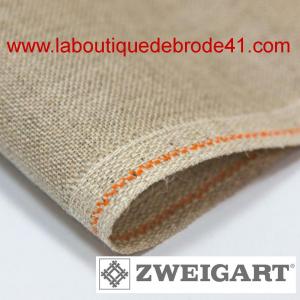 Toile a broder zweigart de lin belfast 3609 12 6 fils naturel fonce 53