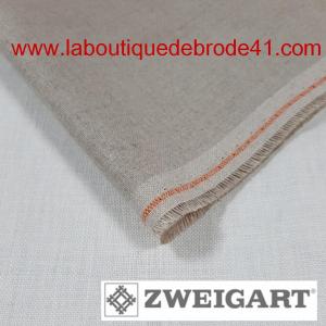 Toile a broder zweigart de lin bergen 3489 18 fils naturel fonce 54