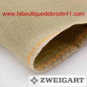 Toile a broder zweigart de lin edinburgh 3217 14 fils kaki clair 323