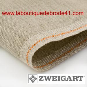 Toile a broder zweigart de lin edinburgh 3217 14 fils naturel fonce 53