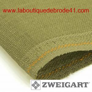 Toile a broder zweigart de lin edinburgh 3217 14 fils vert tilleul 6018