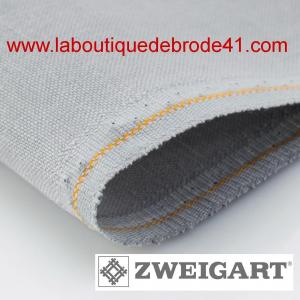 Toile a broder zweigart de lin newcastle 3348 16 fils gris argente 705