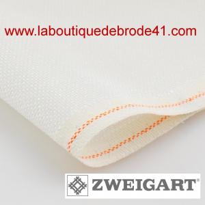 Toile a broder zweigart extra fine aida 8 pts 3326 blanc irisee 11