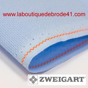 Toile a broder zweigart fein aida 7 pts 3793 bleu ciel 503