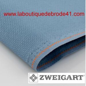 Toile a broder zweigart fein aida 7 pts 3793 bleu denim 5020