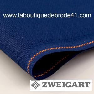 Toile a broder zweigart fein aida 7 pts 3793 bleu marine 590