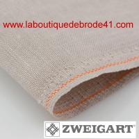 Toile a broder zweigart lin belfast 12 6 fils dove grey 7033