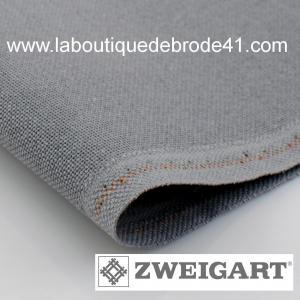 Toile a broder zweigart lugana 3835 10 fils 7036 gris anthracite