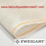 Toile broder zweigart de lin newcastle 3348 16 fils marbre vintage marron 1081